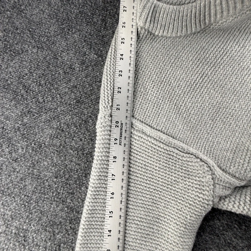 Banana Republic Gray Chunky Knit Crew Neck Sweater Womens Medium High Low Hem